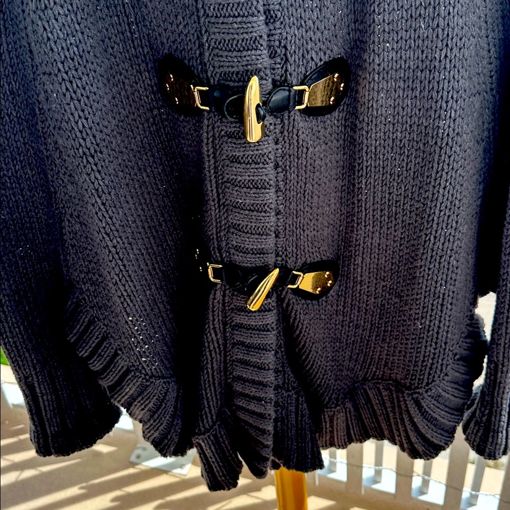 MICHAEL KORS Dark gray zipper gold Toggle Cardigan - Picture 5 of 7